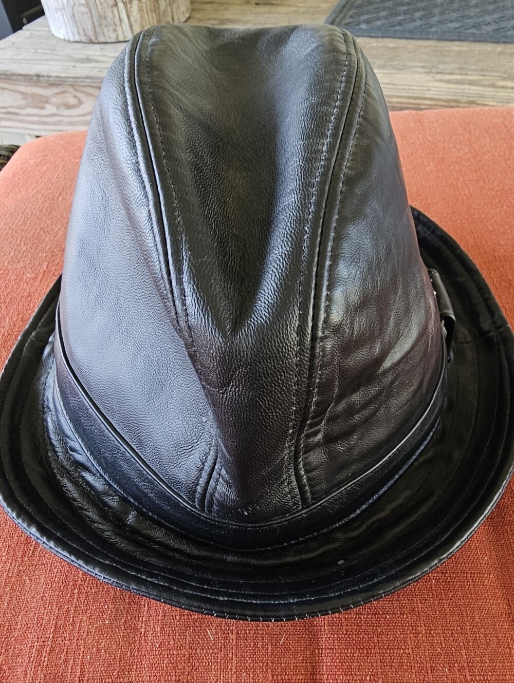Kangol Black Leather Player Fedora Hat